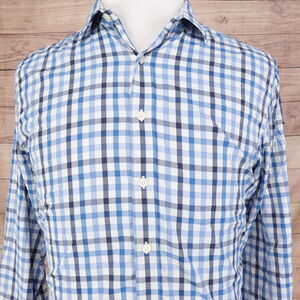 UNTUCKit BLUE CHECK LONG SLEEVE BUTTON DOWN SHIRT MENS SZ M MEDIUM